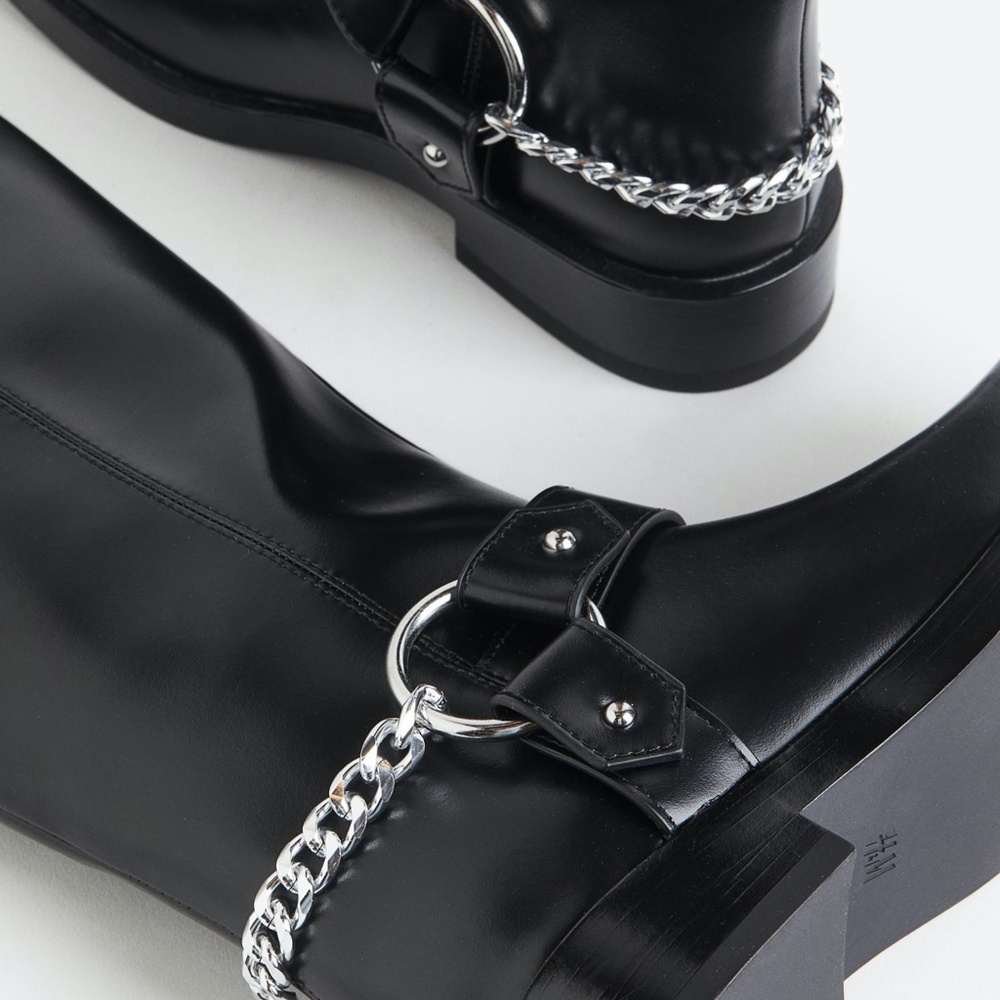 H&M Over the knee biker boots LIMITED EDITION BOOTS ARCHIVE - Picture 3 of 3